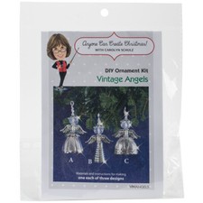 Solid Oak Nostalgic Christmas Beaded Crystal Ornament Kit-Vintage Angels Makes 3