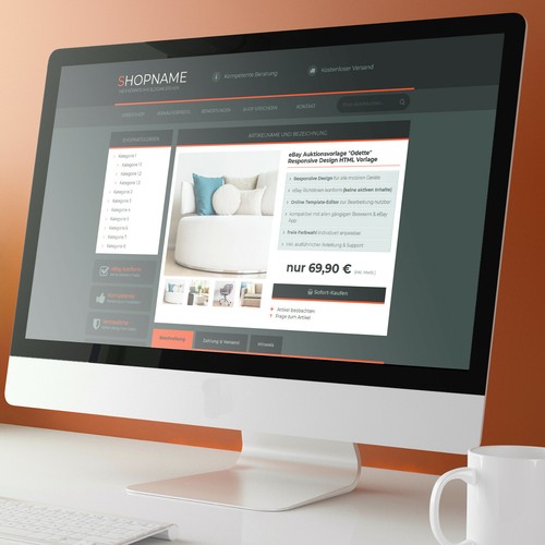 EBAYVORLAGE Auktionsvorlage Odette RESPONSIVE Mobil Design HTML Template - Bild 1 von 5