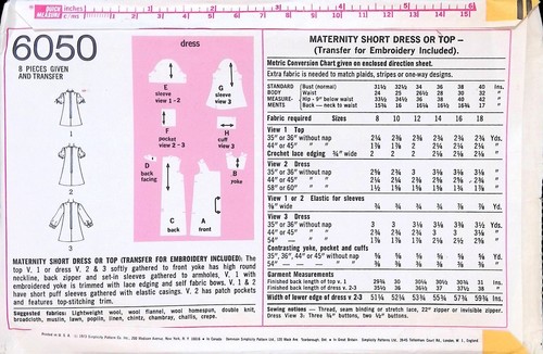 Simplicity Sewing Pattern 6050 Maternity Top Dress Womens Size 12 Puff Sleeves - Picture 2 of 4