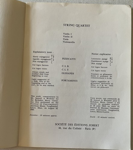 Donald Harris String Quartet Sheet Music 1965 Jobert Paris Book Vintage - Picture 3 of 6