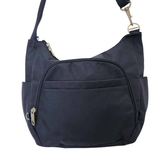 Travelon Bag Anti-Theft Crossbody Navy Blue Nylon Credit Card Pockets Zippers