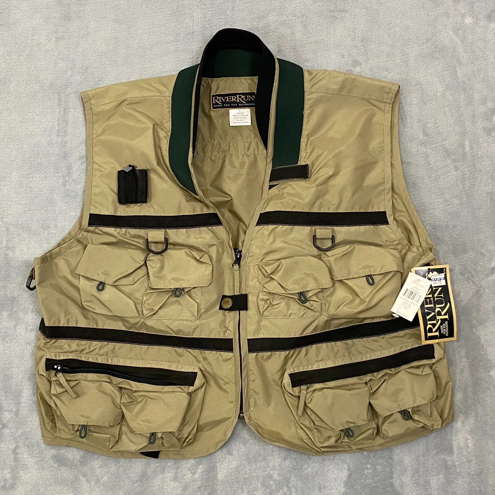 River Run UPLAND UTILITY Vest Men XL Tan Nylon Multi Pockets Fly-Fishing/Hunting