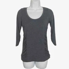 Anthropologie Dolan Left Coast Blue Scoop Neck Ruched 3/4 Sleeve Top XS