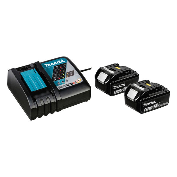 Makita 197570-9 Power Source Kit Li 18V 5Ah 2X Akku BL1850B Und SchnelladegeräT-image