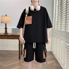Men Summer Outfit 2-Piece Set Short Sleeve T-Shirt and Shorts Sweatsuit Set