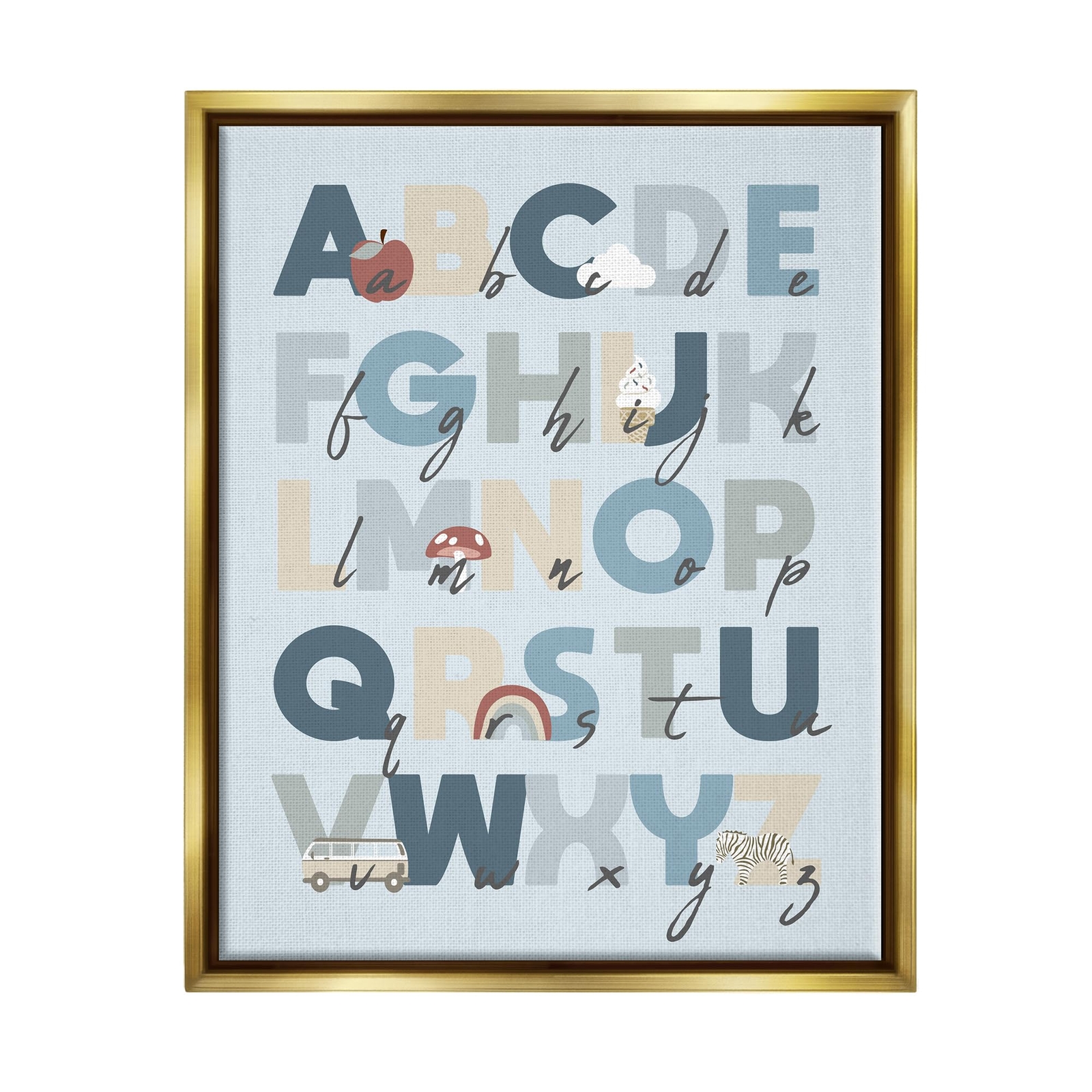 Soft Blue Alphabet Chart Framed Floater Canvas Wall Art by Lil' Rue