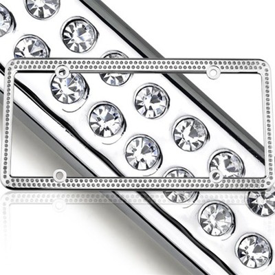 Swarovski Clear 2Pcs Crystal Bling license plate frame Inlay With