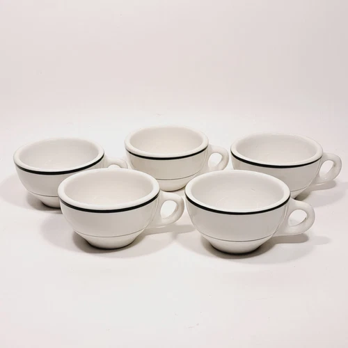 Caribe China Puerto Rico Restaurant Ware Green Bands Coffee Cups Set of 5