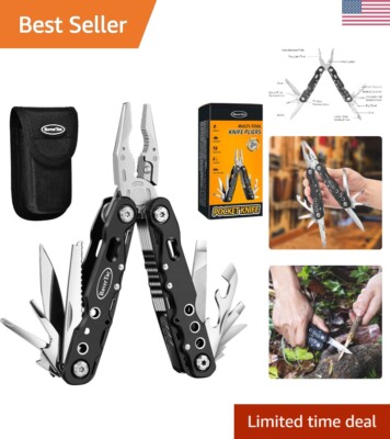 14-in-1 Multitool Pliers and Pocket Knife with Nylon Sheath - Camping Essential