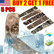 5 PCS Cooling Arm Tattoo Sleeves Body Art Fake Arm Covers Nylon For Men Women US