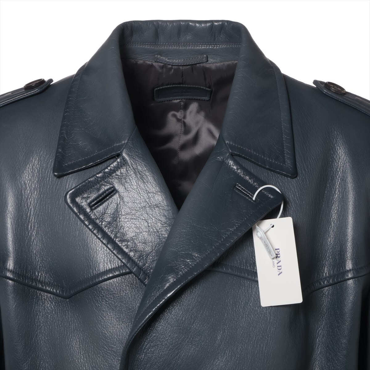 Prada 22 years Lambskin Trench Coat 48 Men's Gray Oversized