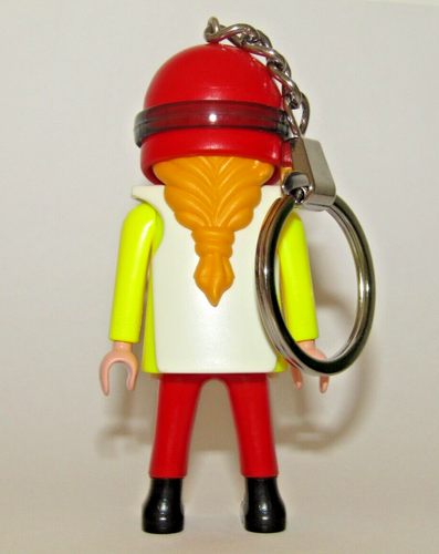 Playmobil Pilot Woman Motorcycle racing driver w/ red helmet Keychain - 11 - Picture 2 of 3