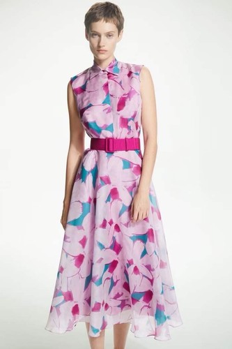 carolina herrera AZALEA PRINT ORGANZA SHIRT DRESS €895 SZ 10