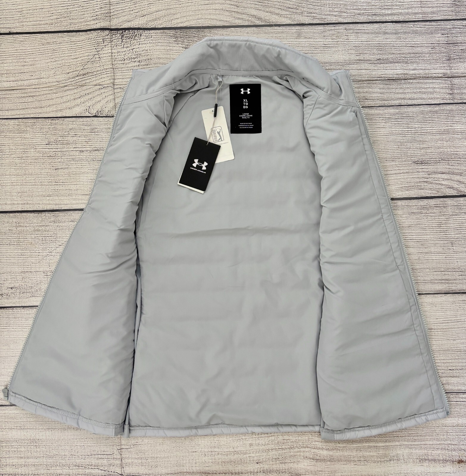 UNDER ARMOUR GOLF ATLAS NWT Women XL Gray Full Zip Insulated TPC Scottsdale Vest thumbnail 6