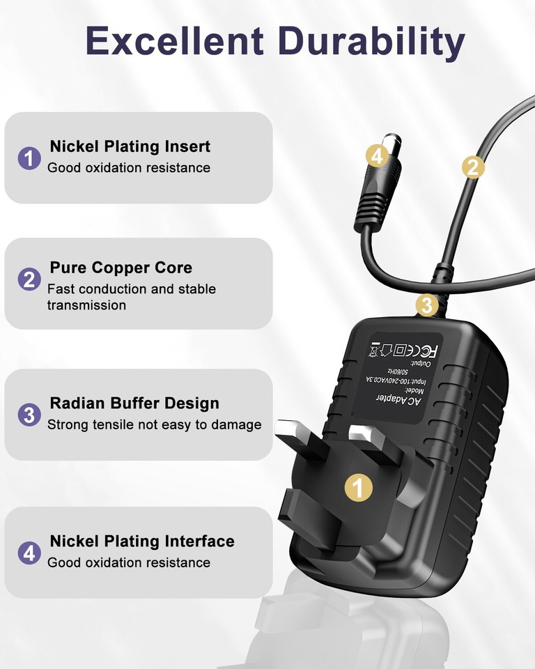 UK Mains 12V For 12V 18W Napoli Heat Massage Chair Stool AC Adapter