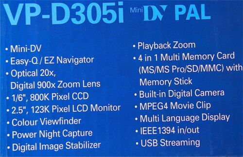 SAMSUNG VP-D305i PAL Mini DV 0 Lux GHOST Camcorder Video Camera NOS Boxed-NEW - Picture 19 of 19