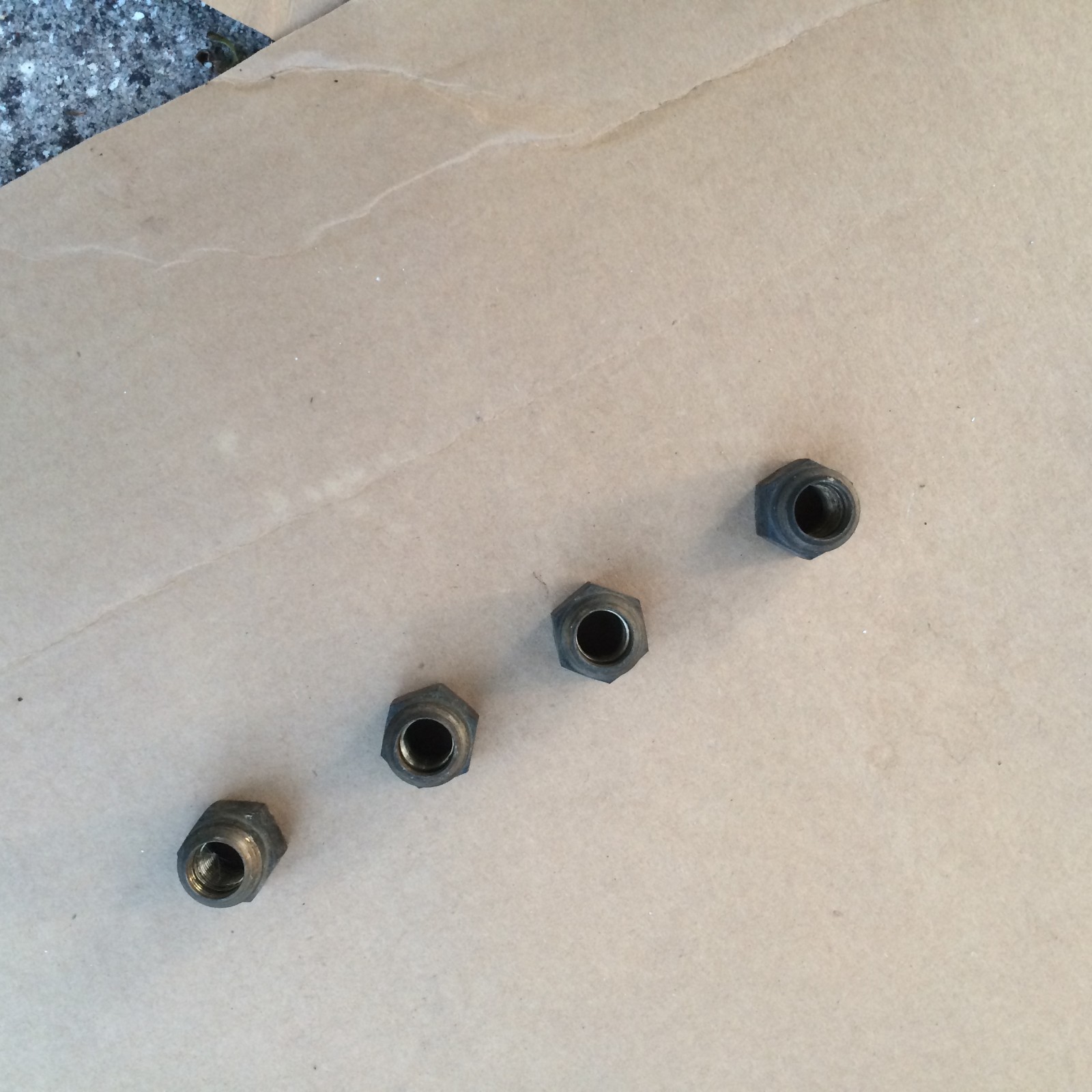 Bentley T1, Rolls Silver Shadow  FIVE Brass Wheel lug Nuts from 1974 Shadow