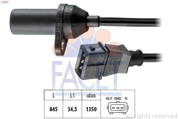Kamoka Sensore Giri Albero A Gomiti 109037 – Compatibile Con Fiat Panda, Punto, Seicento, Cinquecento (1.1 54 CV)