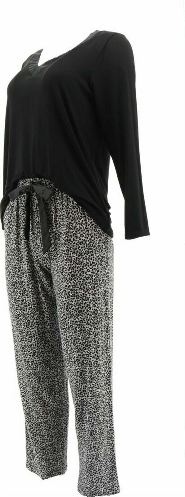 Bali Studio Collection Satin VNeck Lounge Set Black Medium A384586 eBay