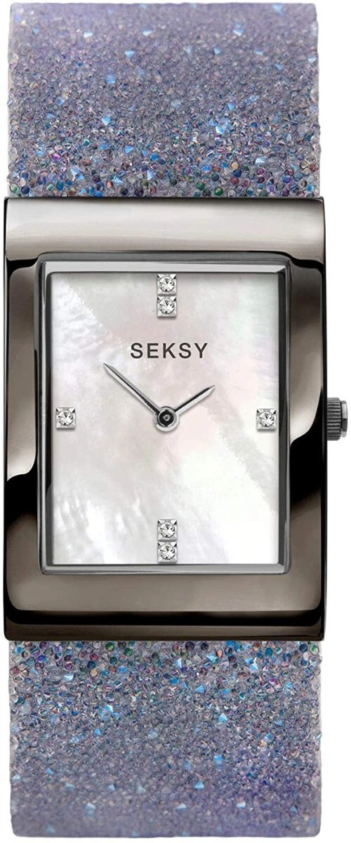 Seksy Rocks Ladies Watch Lilac Crystal Bracelet 2859