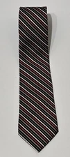 Vintage Sears Arc De Triomphe Men Tie Red White Blue Gray Stripe Repp 56”x3.35”