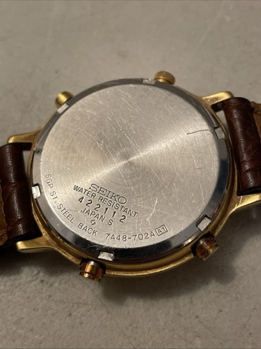 Reloj Pulsera SEIKO 7A48-702A Rattrapante Fase Lunar Cuarzo Cronógrafo Analógico LEER - Imagen 9 de 9
