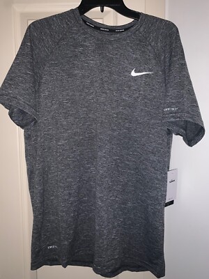 NWT Nike Swim Dri-FIT Hydroguard Mens Small Heather Black S/S Shirt Rashguard