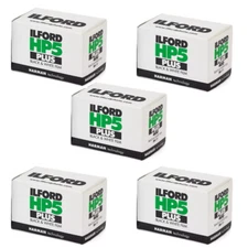 5 Rolls Ilford HP5 Plus 400 ISO 24 Exposure Black & White Print 35mm Film