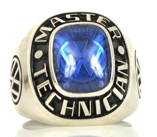 VTG 10K WHITE GOLD BALFOUR VOLKSWAGEN BLUE STONE MASTER TECHNICIAN S9.5 22.5G