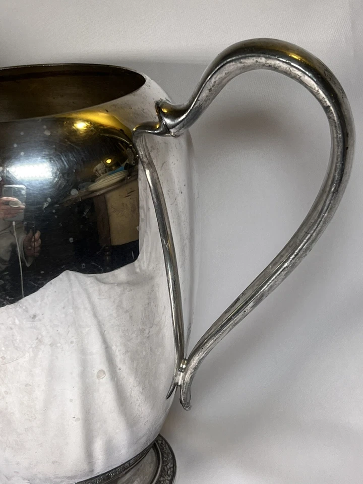 复古 Oneida ASHBY 镀银水壶 64 盎司花卉底部边缘 3697 — 第 4/4 张图片