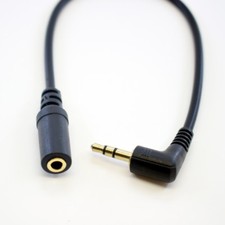 1pc 25cm Gold Right Angle 3.5mm Stereo Male to Female M/F Audio Extension Cable