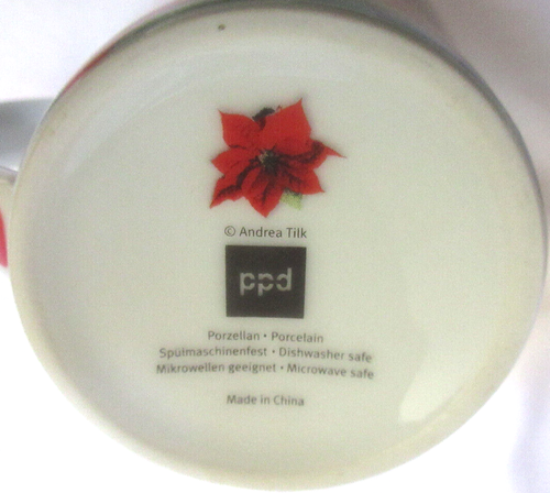 PPD Andrea Tilk Porcelain Poinsettia Coffee Tea Mug Cup EUC - Picture 7 of 7