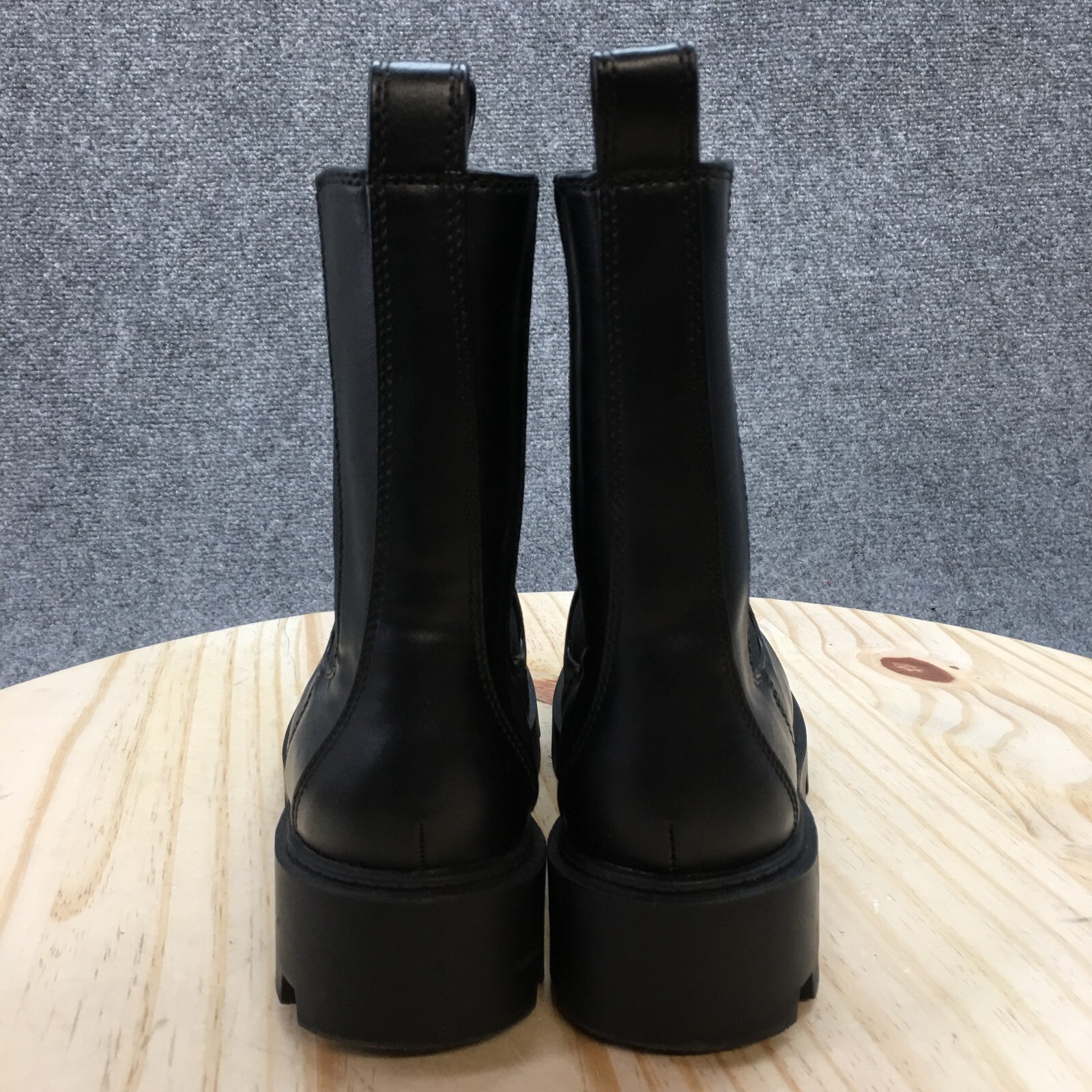 H & M Boots Womens 36 Chelsea Ankle Booties Black Pull On Chunk Heels Comfort