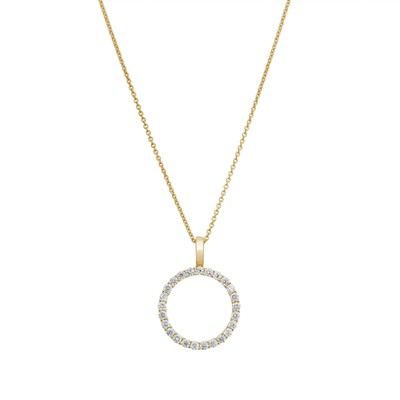 Lyomi Anhänger mit Kette 585/- Gelbgold glanz Kreis mit 25 synth. Diam. 0,68ct.