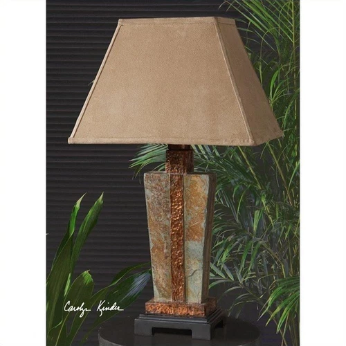 Uttermost Indoor and Outdoor Slate Accent Lamp in Hammered Copper - Picture 1 of 3