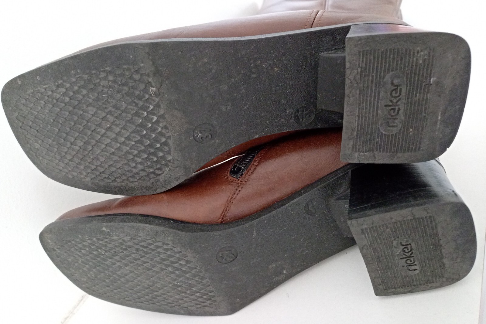 Rieker Skórzane kozaki UK 4 Eur 37 Buty damskie Ciepłe zimowe Koturn Brązowe kozaki - Zdjęcie 6 z 11