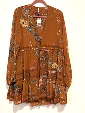 NWT FREE PEOPLE Cherry Blossom Floral Tiered Flowy Oversized Mini Dress S