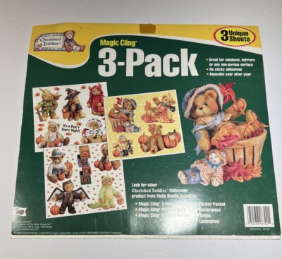 3 Pack Vintage Magic Cling Cherished Teddies Halloween Reusable Clings NEW 1999