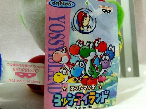 Raro YOSSY Island Verde YOSHI 8"" Peluche Etiqueta H 1995 LUIGI 6"" Jockey BANPRESTO 1992 - Imagen 7 de 7