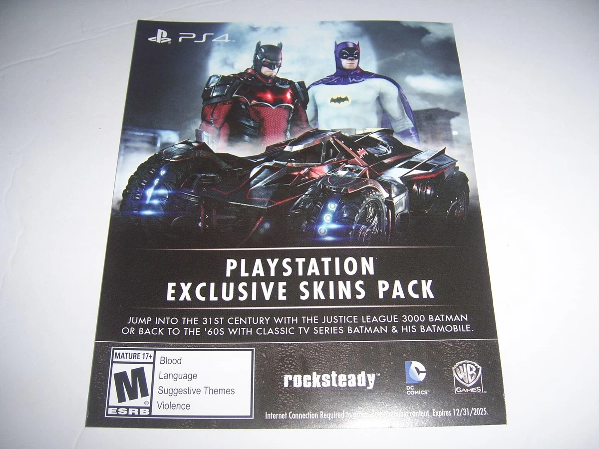 Exclusive Skins For Batman Arkham Knight Download Code DLC For PS4