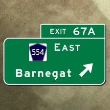 New Jersey parkway exit 67A Barnegat state highway 554 road sign Garden 15x9