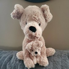 TOYS R US 2014 Yellow Labrador Golden Retriever With Puppy Stuffed Plush Dog