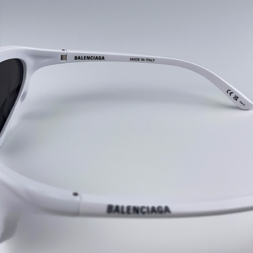 Balenciaga Women Sunglasses White Grey Bat Rectangle BB0229S 004 NEW - Picture 4 of 17