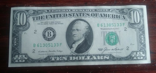 1985 $10 Dollar Note Federal Reserve of New York B61305133F