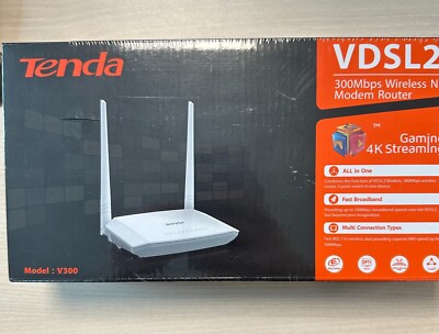 Tenda VDSL2 Wireless N Modem Router 300 MBPS für Gaming und 4K Streaming