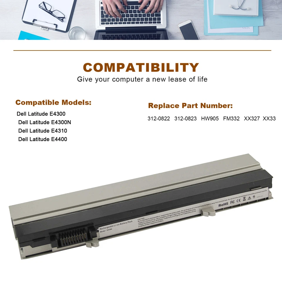 ✅Batería para Dell Latitude E4300 E4310 E4400 E4300N HW905 FM332 XX327 312-0823 Foto 2 de 4