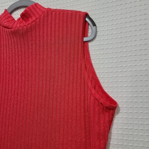 Vtg EUC Joanna Womens XL Hot Pink Ribbed Mock Neck Tank Top - Picture 9 of 15