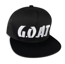 NEW MENS BLACK TRUCKER HAT 5 PANELS SNAPBACK BASEBALL MESH CAP EMBROIDERY GOAT