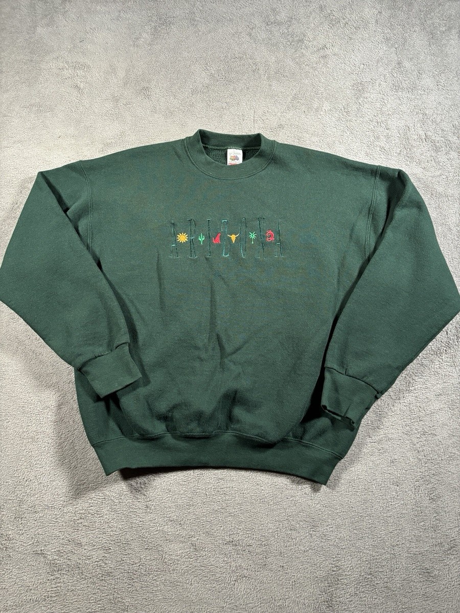 VINTAGE Arizona Sweater Adult XL Green Crew Neck Pullover 50/50