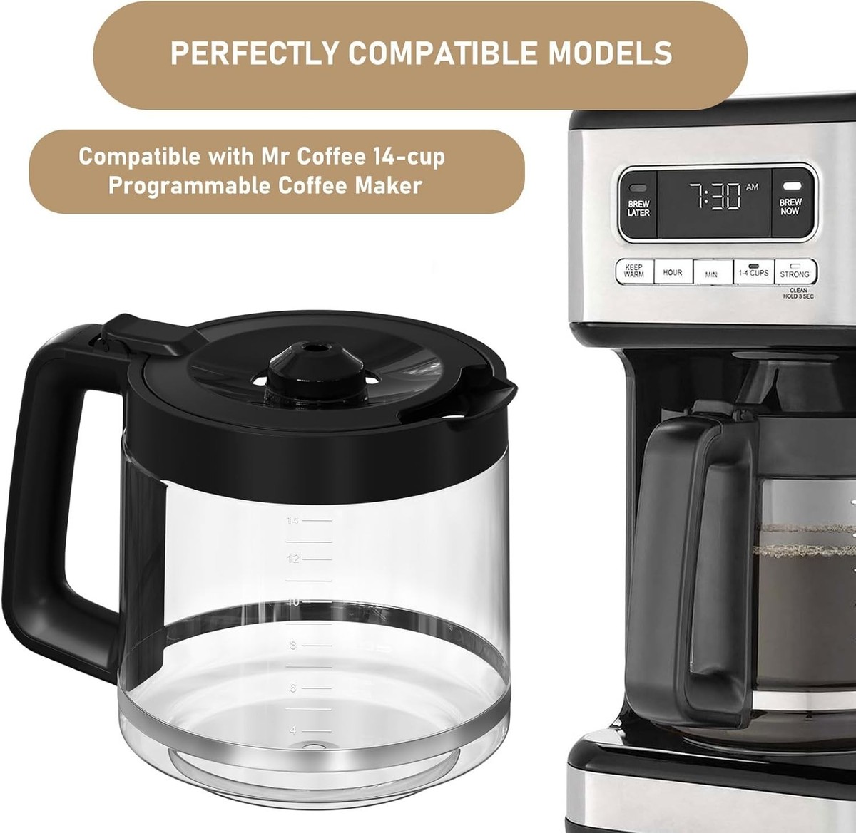 14 Cups Coffee Maker Carafe Replacement Pot Compatible with Mr. Coffee 14- Cup... | eBay